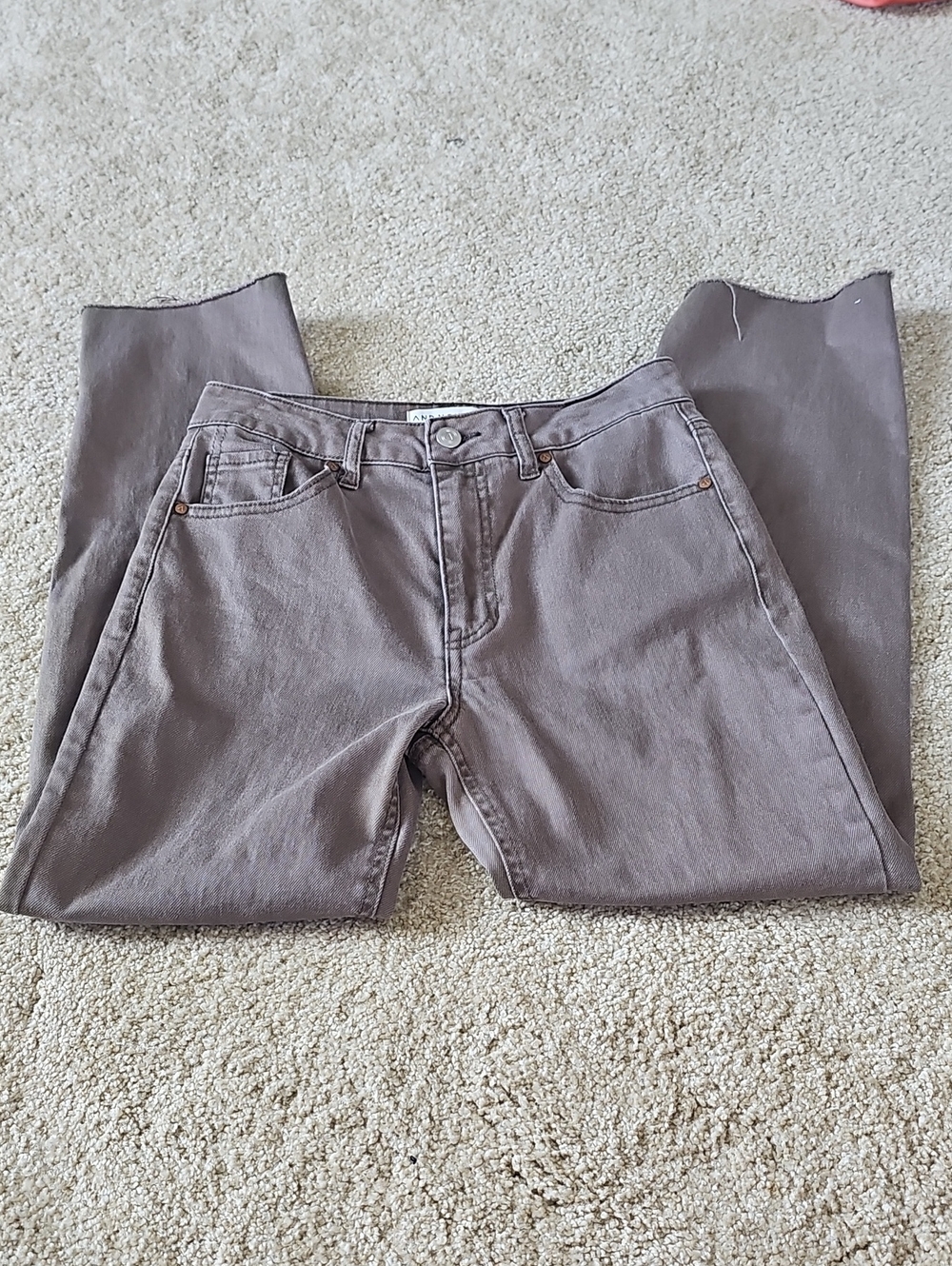 AND NOW THIS Brown Denim Jeans Raw Hem.